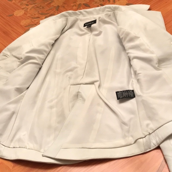 Bebe 100%Genuine Leather embroidered white blazer jacket Sz.XS - Picture 12 of 16